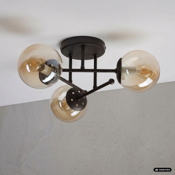 Lampadario a soffitto MALENA 3xE14/5W/230V marrone/beige fumé