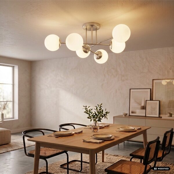 Lampadario a soffitto MALENA 6xE14/5W/230V cromo opaco/bianco
