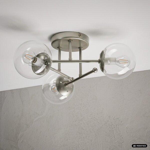 Lampadario da soffitto MALENA 3xE14/5W/230V cromo satinato/trasparente