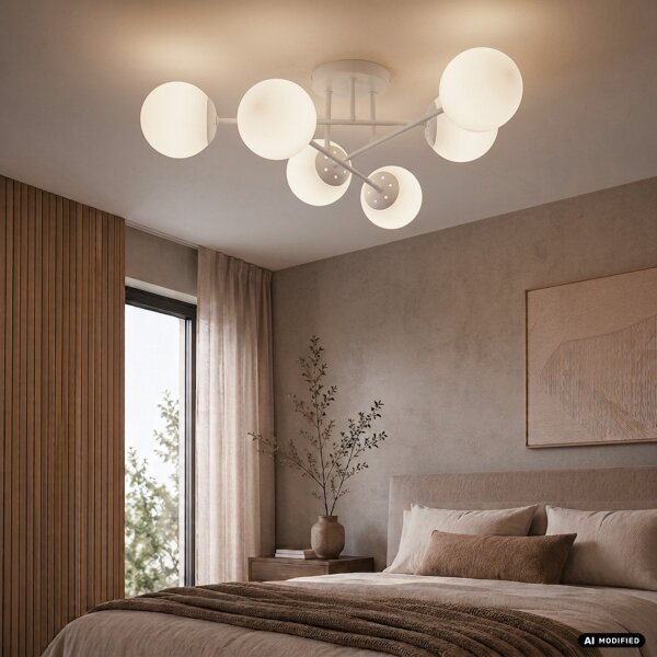 Lampadario a plafone MALENA 6xE14/5W/230V bianco