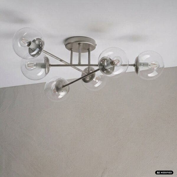Lampadario a plafone MALENA 6xE14/5W/230V cromo opaco/trasparente