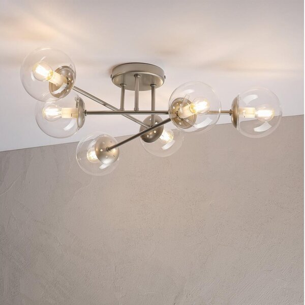 Lampadario a plafone MALENA 6xE14/5W/230V cromo opaco/trasparente