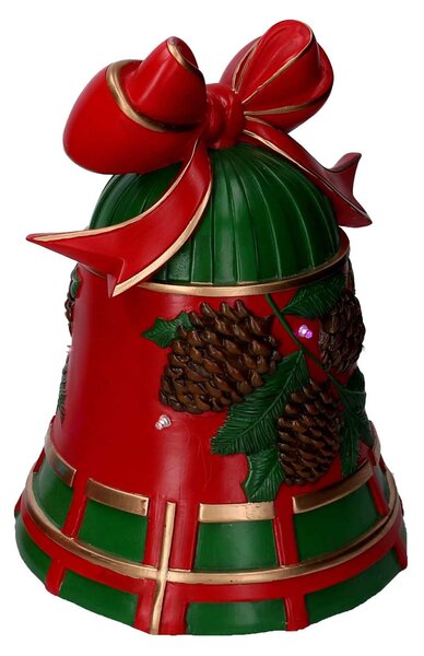 Campana resina pigne rosso e verde con led cm 25x24xh33