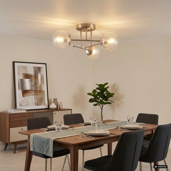 Lampadario da soffitto MALENA 3xE14/5W/230V cromo satinato/trasparente