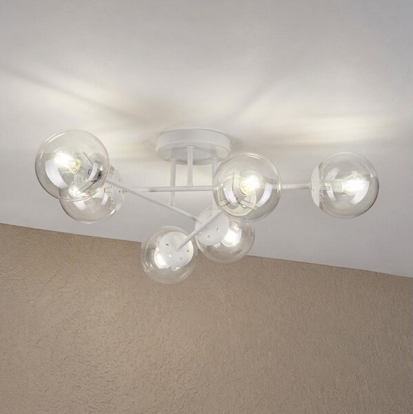 Lampadario a plafone MALENA 6xE14/5W/230V bianco/trasparente