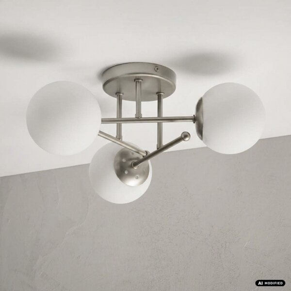 Lampadario a plafone MALENA 3xE14/5W/230V cromo opaco/bianco