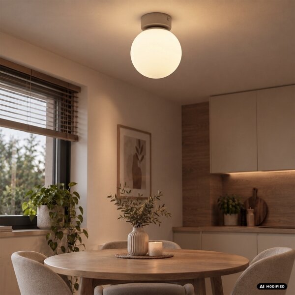 Plafoniera ELIAS 1xE14/5W/230V, diam. 13 cm, beige/bianco