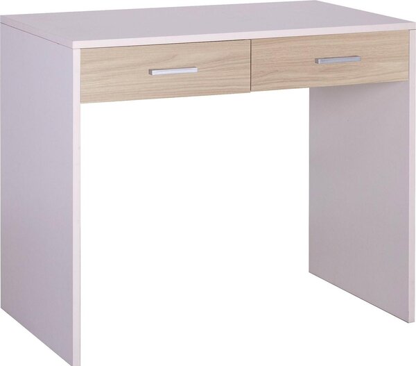 Scrivania da Ufficio 2 Cassetti 91x76x55 cm Bianco Fiammato/Olmo Chiaro