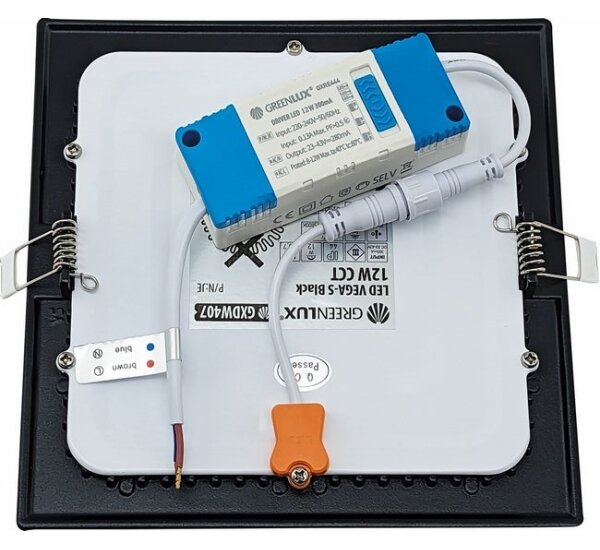 Lampada LED da incasso VEGA LED/12W/230V 2900/3900/5800K 17,5x17,5 cm nero