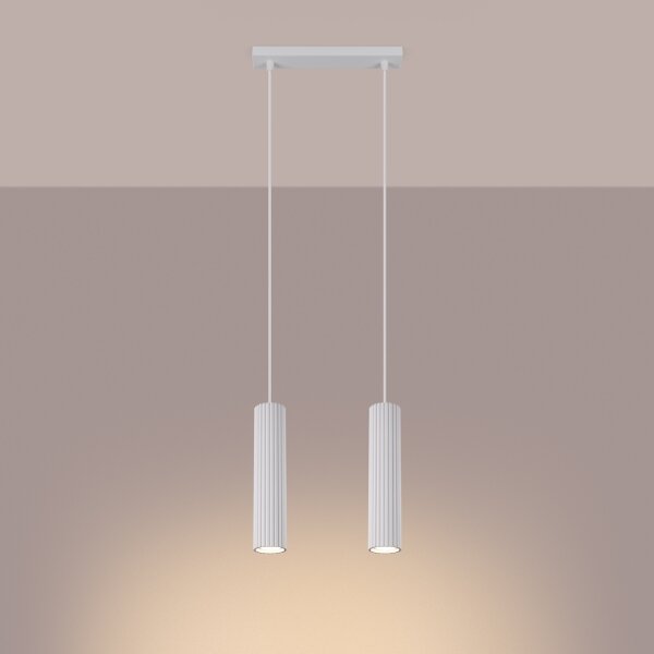 Sollux SL.1536 - Lampadario a sospensione con filo KARBON 2xGU10/10W/230V bianco