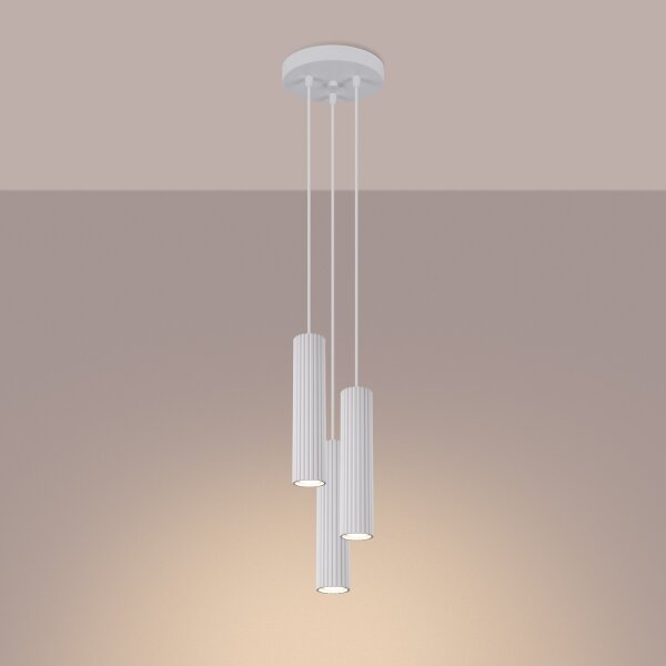 Sollux SL.1538 - Lampadario a sospensione con filo KARBON 3xGU10/10W/230V bianco