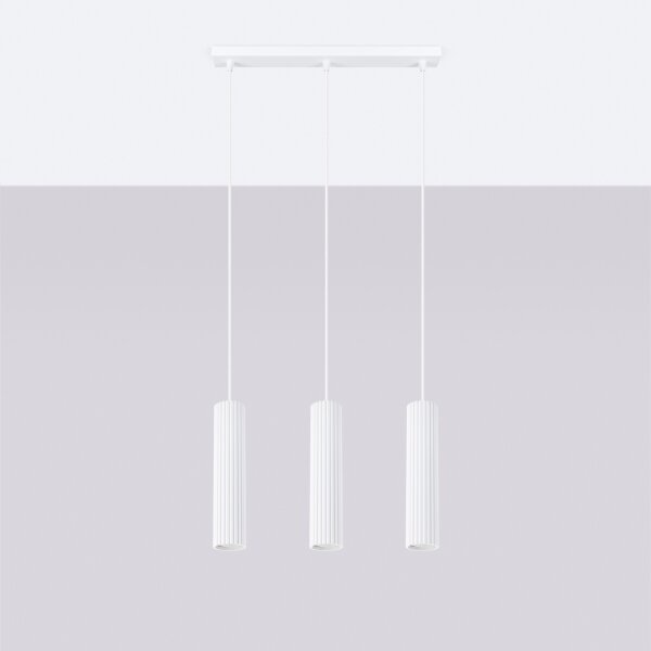 Sollux SL.1537 - Lampadario a sospensione con filo KARBON 3xGU10/10W/230V bianco