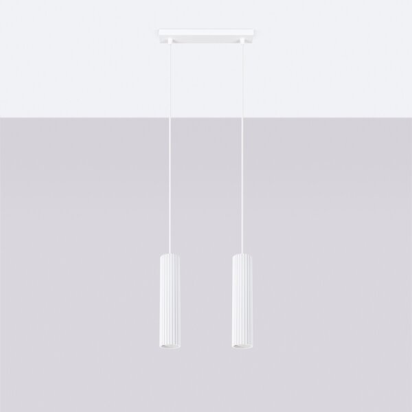 Sollux SL.1536 - Lampadario a sospensione con filo KARBON 2xGU10/10W/230V bianco