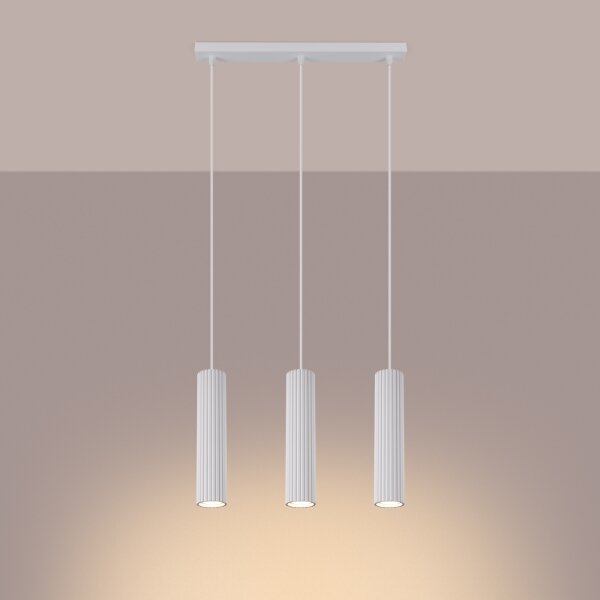 Sollux SL.1537 - Lampadario a sospensione con filo KARBON 3xGU10/10W/230V bianco