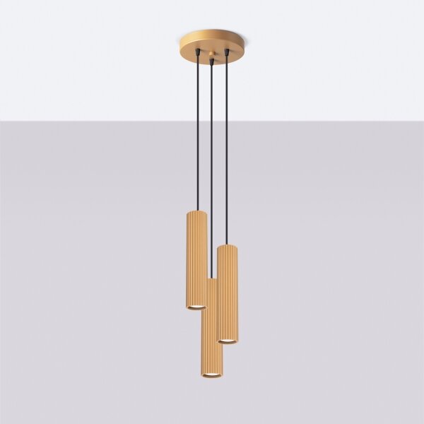 Sollux SL.1557 - Lampadario a sospensione con filo KARBON 3xGU10/10W/230V oro