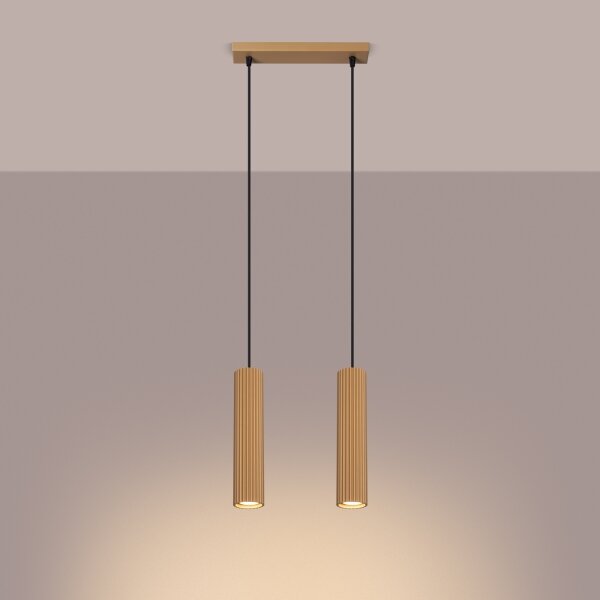 Sollux SL.1555 - Lampadario a sospensione con filo KARBON 2xGU10/10W/230V oro