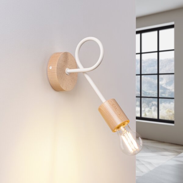 Sollux SL.1473 - Applique EMBER 1xE27/15W/230V bianco/beige/faggio