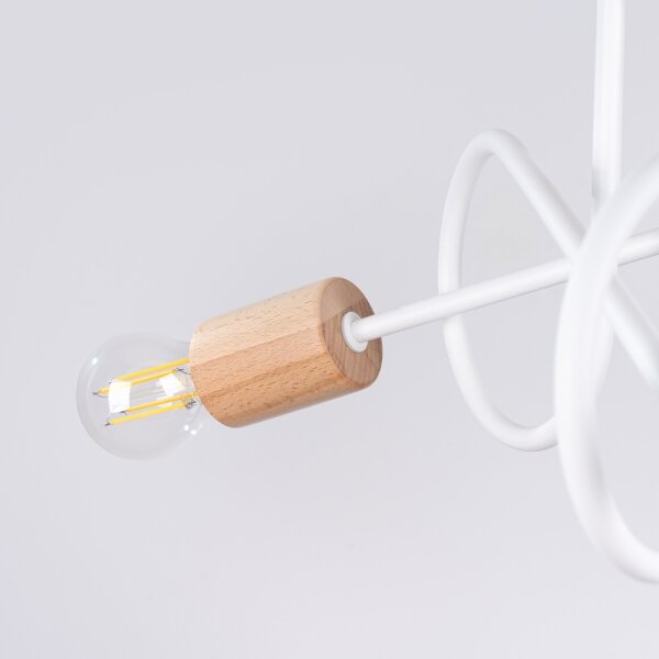 Sollux SL.1474 - Lampadario a plafone EMBER 3xE27/15W/230V bianco/beige/faggio