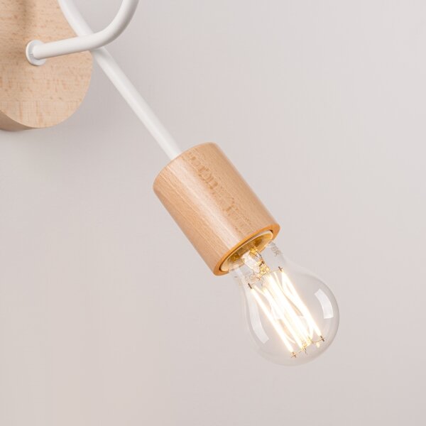 Sollux SL.1473 - Applique EMBER 1xE27/15W/230V bianco/beige/faggio