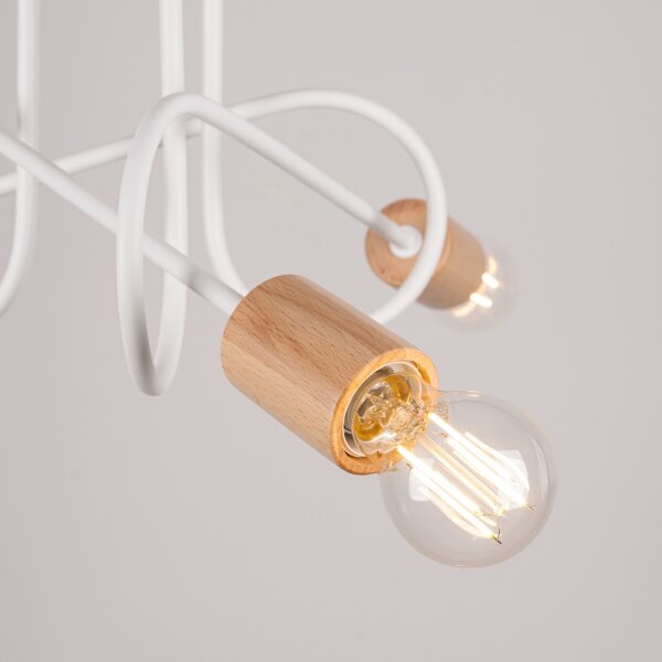 Sollux SL.1474 - Lampadario a plafone EMBER 3xE27/15W/230V bianco/beige/faggio