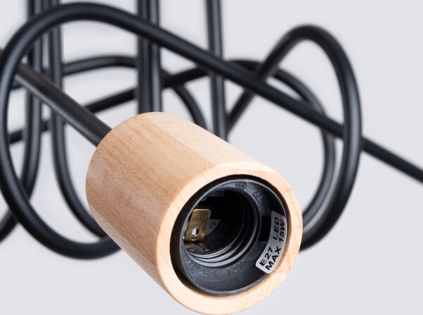 Sollux SL.1478 - Lampadario a plafone EMBER 5xE27/15W/230V nero/beige/faggio
