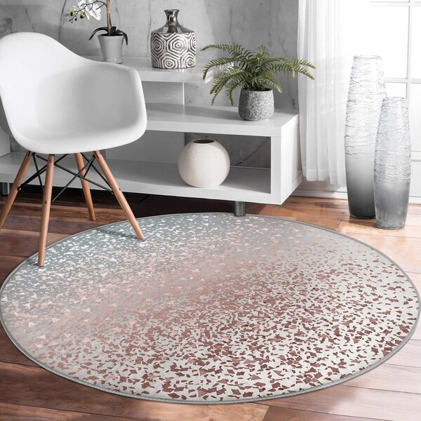 Tappeto rotondo lavabile di colore grigio-rame adatto per aspirapolvere robot ø 80 cm Comfort - Mila Home