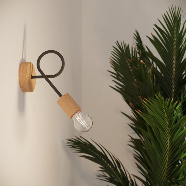 Sollux SL.1476 - Applique EMBER 1xE27/15W/230V nero/beige/faggio