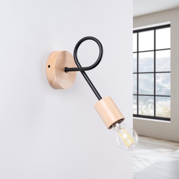 Sollux SL.1476 - Applique EMBER 1xE27/15W/230V nero/beige/faggio