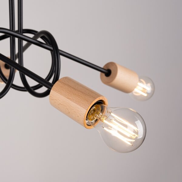 Sollux SL.1478 - Lampadario a plafone EMBER 5xE27/15W/230V nero/beige/faggio