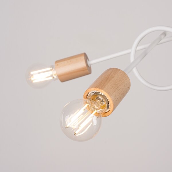 Sollux SL.1475 - Lampadario a plafone EMBER 5xE27/15W/230V bianco/beige/faggio