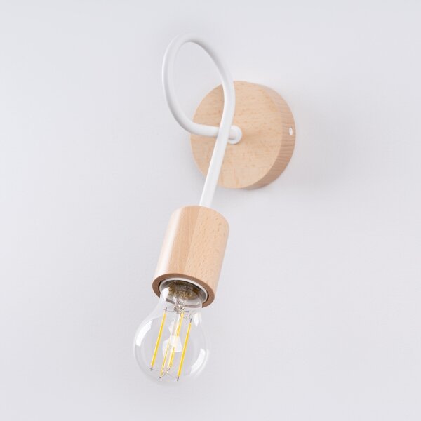 Sollux SL.1473 - Applique EMBER 1xE27/15W/230V bianco/beige/faggio