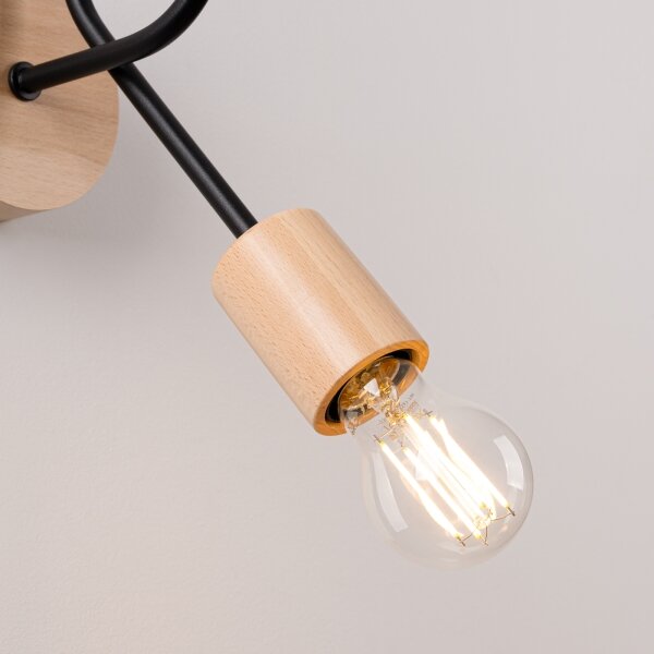 Sollux SL.1476 - Applique EMBER 1xE27/15W/230V nero/beige/faggio