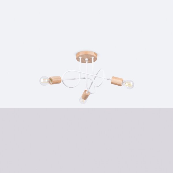 Sollux SL.1474 - Lampadario a plafone EMBER 3xE27/15W/230V bianco/beige/faggio