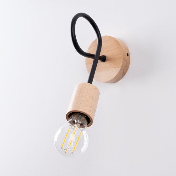 Sollux SL.1476 - Applique EMBER 1xE27/15W/230V nero/beige/faggio
