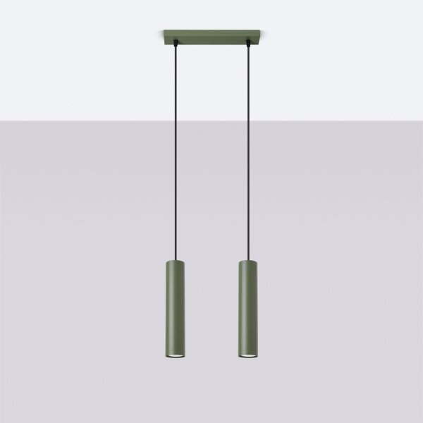 Sollux SL.1485 - Lampadario a sospensione con filo LAGOS 2xGU10/10W/230V verde