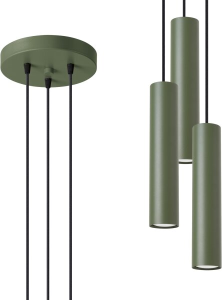 Sollux SL.1487 - Lampadario a sospensione con filo LAGOS 3xGU10/10W/230V verde