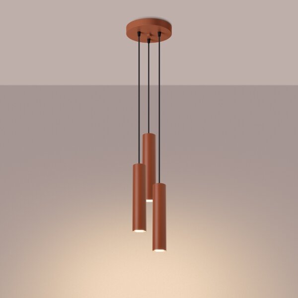 Sollux SL.1492 - Lampadario a sospensione con filo LAGOS 3xGU10/10W/230V rosso