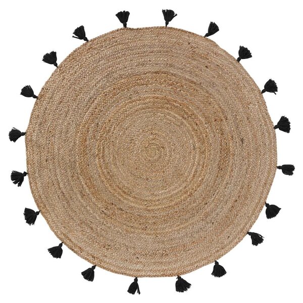 Tappeto rotondo nero/di colore naturale in iuta ø 120 cm Shira – douceur d'intérieur