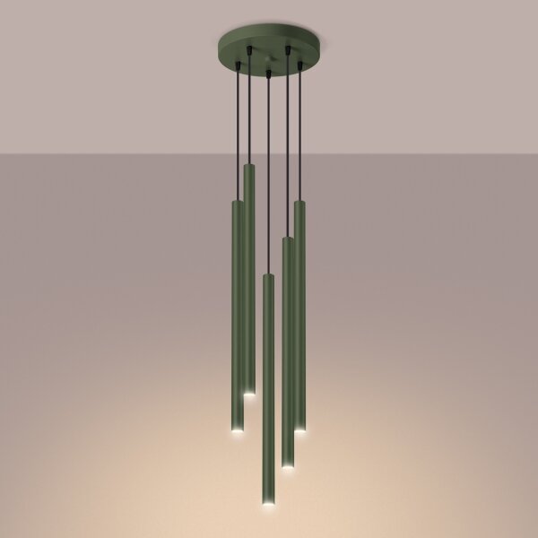Sollux SL.1522 - Lampadario a sospensione con filo PASTELO 5xG9/8W/230V verde