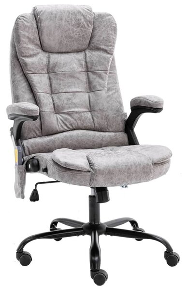 Sedia da ufficio vidaXL con funzione massaggio, grigio chiaro effetto pelle scamosciata