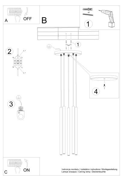 Sollux SL.1522 - Lampadario a sospensione con filo PASTELO 5xG9/8W/230V verde