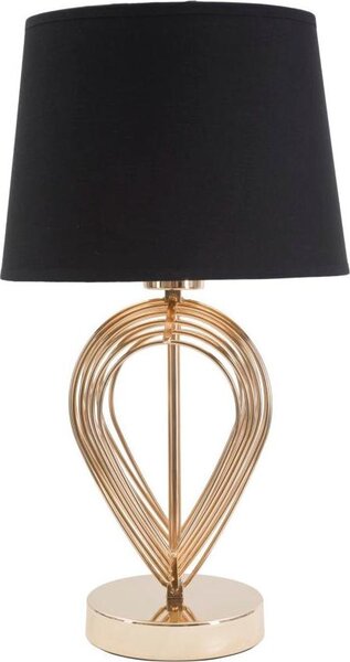 Lampada da Tavolo Maxt Ø24x44 cm in Ferro Carta e Tessuto Oro e Nero