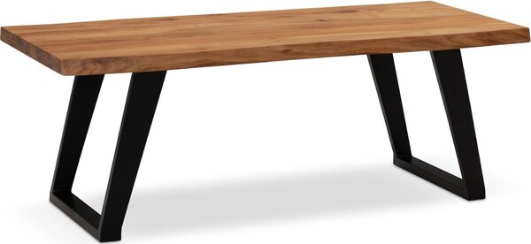 WOHNLING Tavolino da salotto 120x60x46 cm Legno massello di acacia / Metallo Tavolino da salotto rettangolare Tavolino da divano Tavolino da soggiorno Marrone Tavolino da caffè