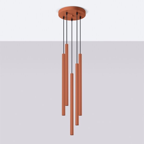 Sollux SL.1528 - Lampadario a sospensione con filo PASTELO 5xG9/8W/230V rosso
