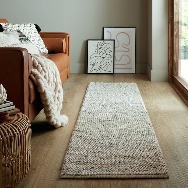 Passatoia in misto lana intrecciata a mano color crema 60x230 cm Minerals - Flair Rugs