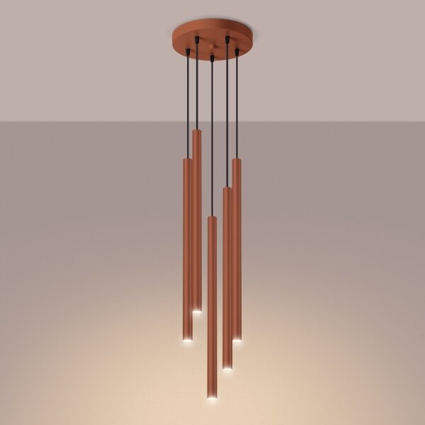 Sollux SL.1528 - Lampadario a sospensione con filo PASTELO 5xG9/8W/230V rosso