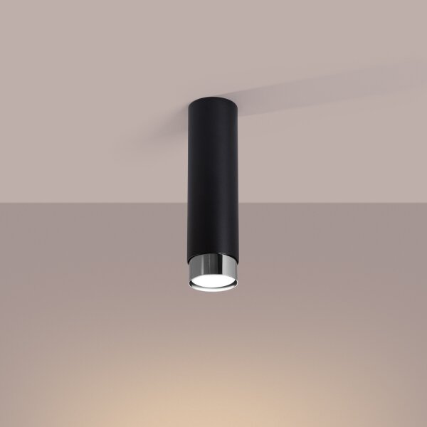 Sollux SL.1409 - Faretto NERO 1xGU10/10W/230V 22,5 cm nero/cromo lucido
