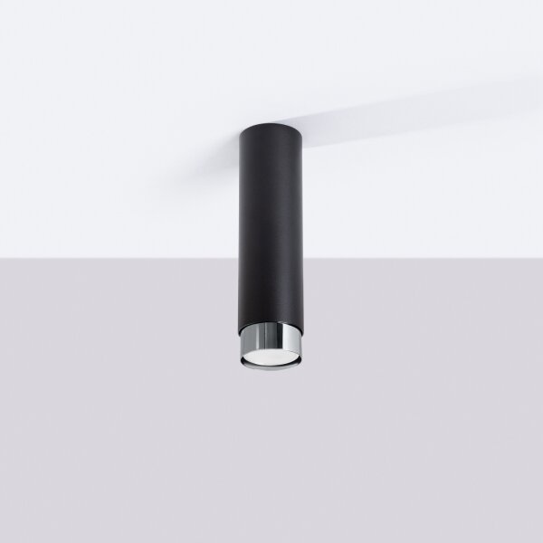 Sollux SL.1409 - Faretto NERO 1xGU10/10W/230V 22,5 cm nero/cromo lucido