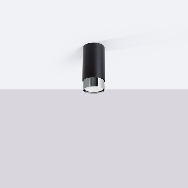 Sollux SL.1408 - Faretto NERO 1xGU10/10W/230V 12,5 cm nero/cromo lucido