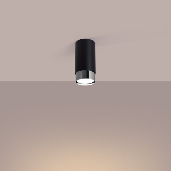 Sollux SL.1408 - Faretto NERO 1xGU10/10W/230V 12,5 cm nero/cromo lucido